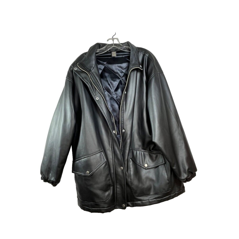Lane Bryant VTG Designs and Co Vegan Leather Jacket sz 14 16 bomber coat